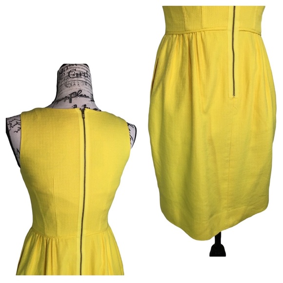 J. Crew Basket Weave Sleeveless A-Line Shift Career Work Dress Yellow 64991 Sz 0 - Picture 2 of 16